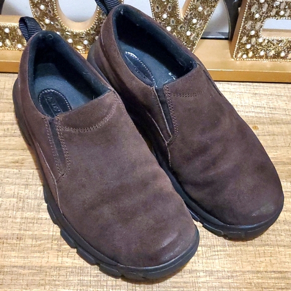 Lands' End Mens Brown Suede Slip On Loafer Shoes Sz 6 - Picture 1 of 10